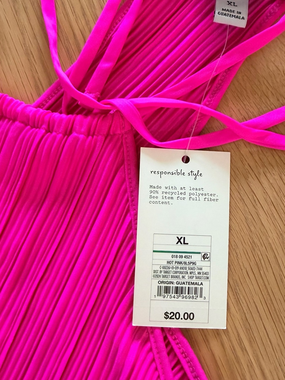 a new day Neon Hot Pink Pleated Midi Dress - Date night, vacation, night out. - Picture 4 of 7
